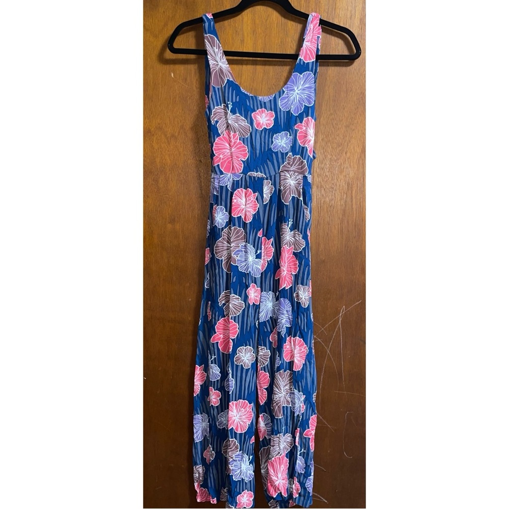 Ava Sky Hibiscus Bloom Tie Open Back Island Daze Floral Jumpsuit